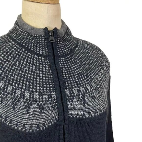 Woolrich sweater women's S black gray pattern 1/2 zip pullover cotton wool nylon - Picture 3 of 11